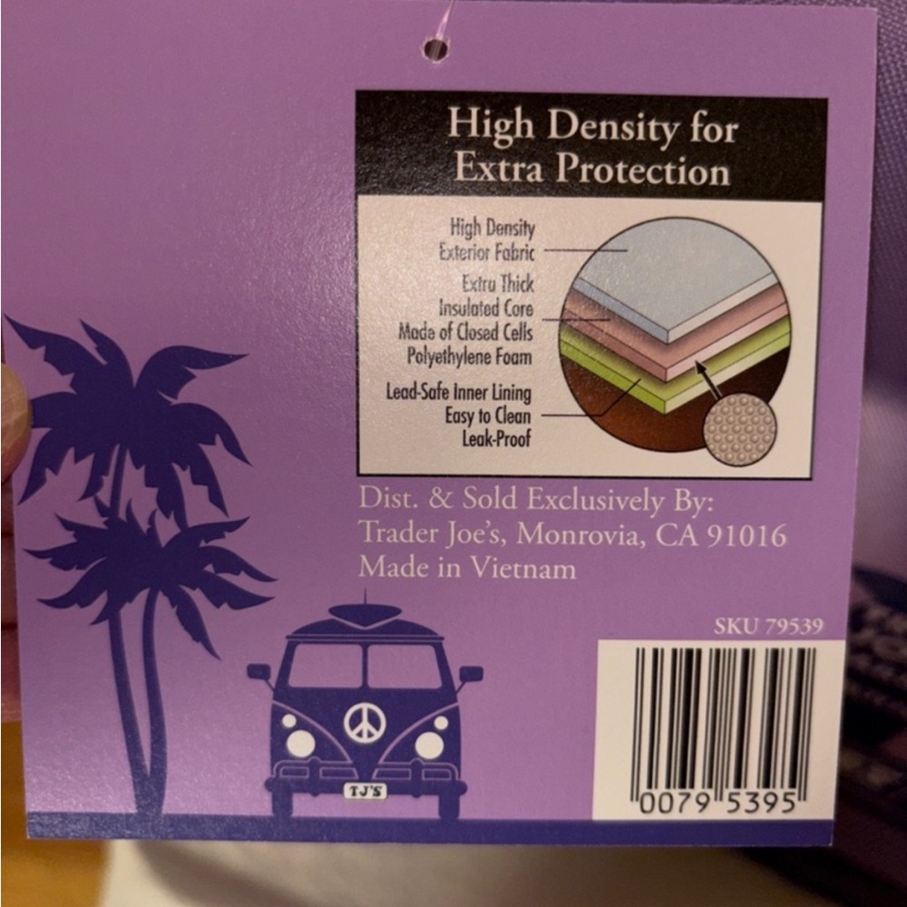 NWT Trader Joe's Large Purple Insulated Tote Bag, 8 gallon - Picture 4 of 6